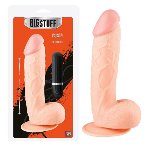 20874 BIGSTUFF 8” FLESH FALLO REALISTICO VIBRANTE CON VENTOSA E TESTICOLI 20 CM