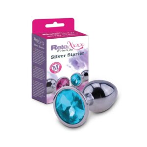 STIMOLATORE ANALE IN METALLO CON GIOIELLO AZZURRO ALLA BASE TG M