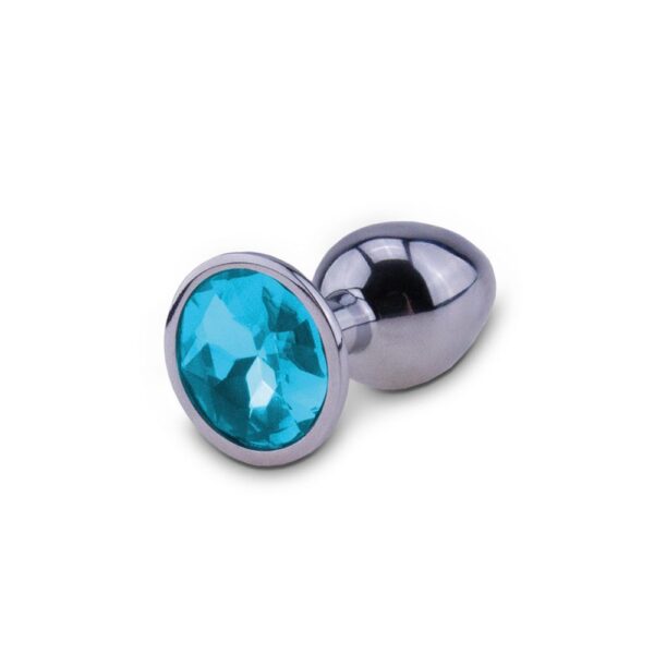 STIMOLATORE ANALE IN METALLO CON GIOIELLO AZZURRO ALLA BASE TG M