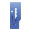 CHR019WHT WHIPSTER – WHITE PLUG ANALE IN VETRO BOROSILICATO BIANCO CON FRUSTA IN FINTA PELLE BLU