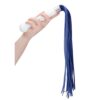 CHR019WHT WHIPSTER – WHITE PLUG ANALE IN VETRO BOROSILICATO BIANCO CON FRUSTA IN FINTA PELLE BLU