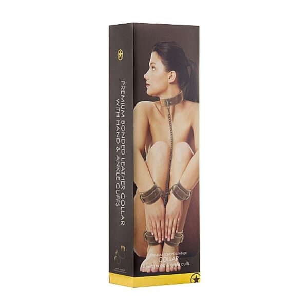 OU167BRN COLLARE CON POLSIERE IN CUOIO RIGENERATO COLLEGATE DA CATENA IN OTTONE