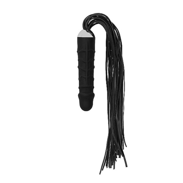 OU260BLK BLACK WHIP WITH REALISTIC SILICONE DILDO BLACK FRUSTA NERA CON MANICO A FORMA DI FALLO