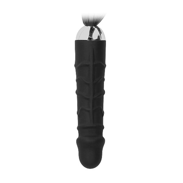 OU260BLK BLACK WHIP WITH REALISTIC SILICONE DILDO BLACK FRUSTA NERA CON MANICO A FORMA DI FALLO
