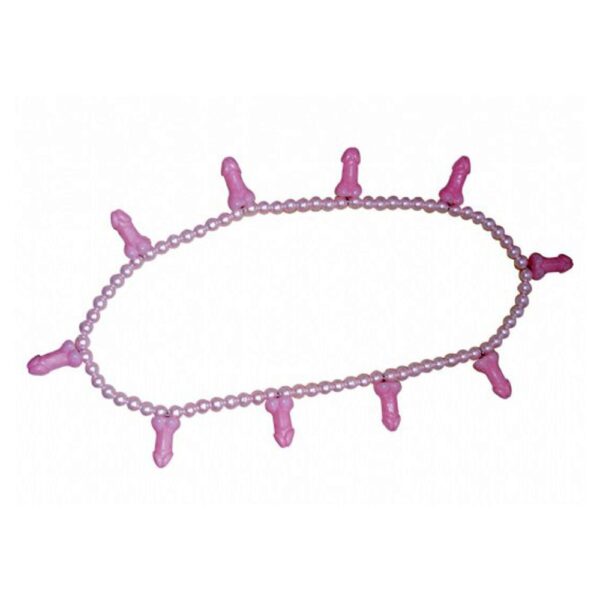 SEX20026 COLLANA ADDIO AL NUBILATO CON PERLE E PISELLI COLORE ROSA GADGET PER ADULTI SCHERZO TRAVESTIMENTO