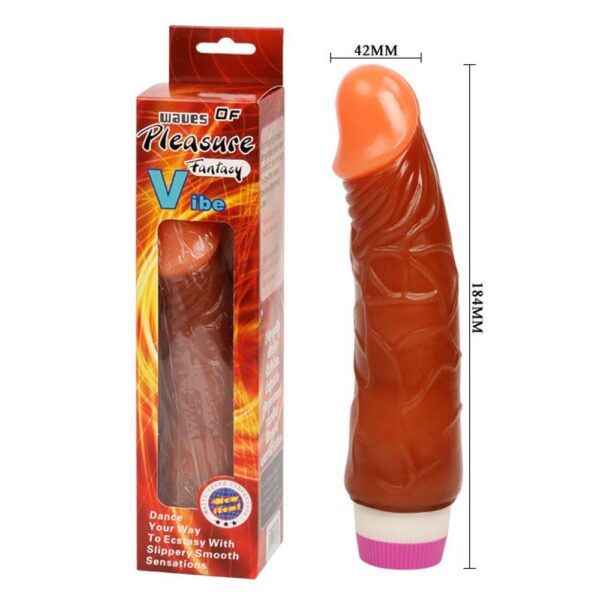 D47-149076 WAVES OF PLEASURE FANTASY VIBE 21.5 cm FALLO REALISTICO VIBRATORE MARRONE CM 21