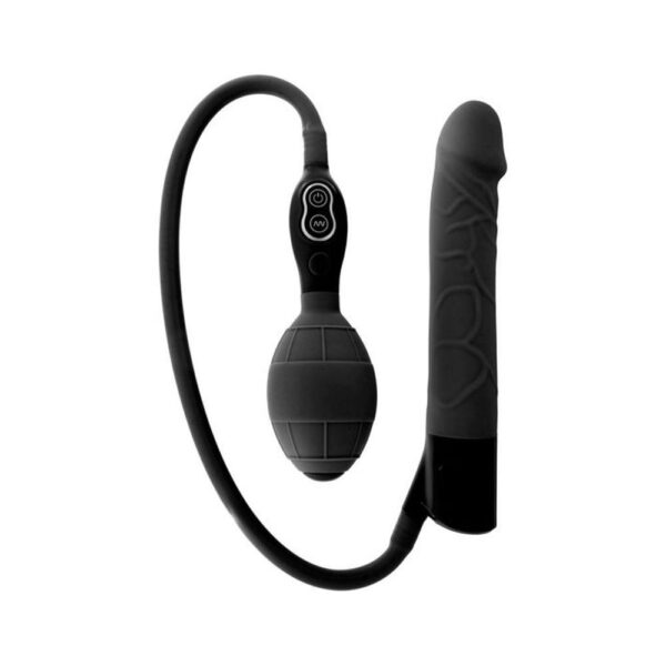 11287 INFLATABLE VIBRATOR BLACK FALLO REALISTICO VIBRANTE GONFIABILE IN SILICONE NERO