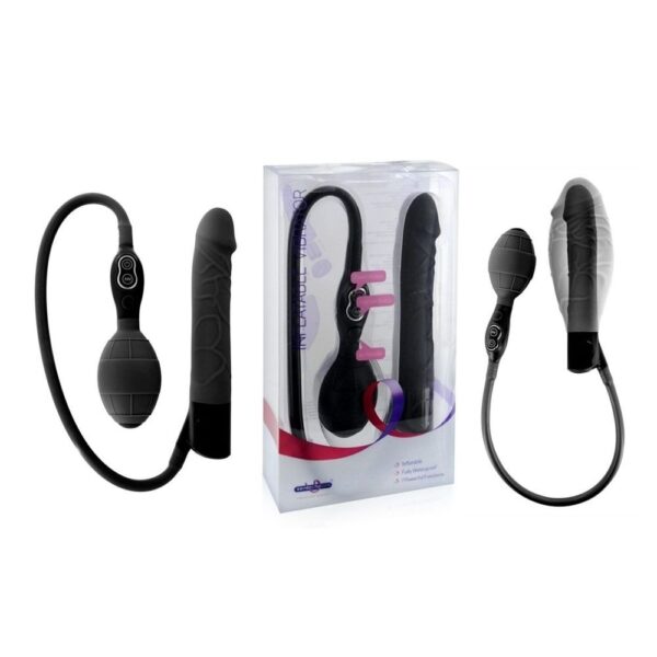 11287 INFLATABLE VIBRATOR BLACK FALLO REALISTICO VIBRANTE GONFIABILE IN SILICONE NERO
