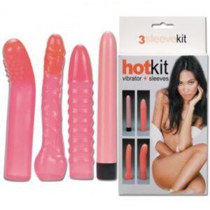 22040 HOT KIT BULLET CLASSICO LISCIO CON 3 SLEEVES IN JELLY ROSA