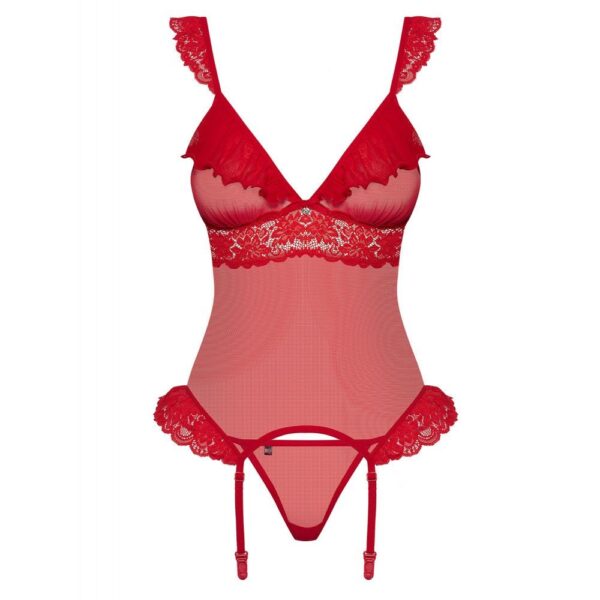 OBSESSIVE CORSET & THONG S/M 863-COR-3 LINGERIE SEXY ROSSO