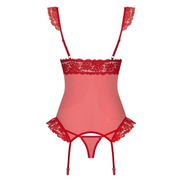 OBSESSIVE CORSET & THONG S/M 863-COR-3 LINGERIE SEXY ROSSO